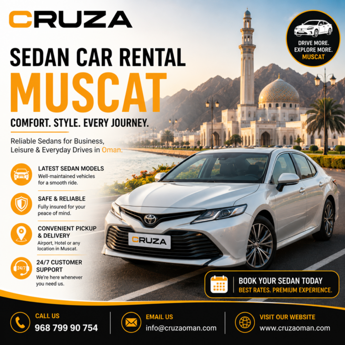 Sedan Car Rental Muscat – Affordable, Comfortable & Reliable Travel