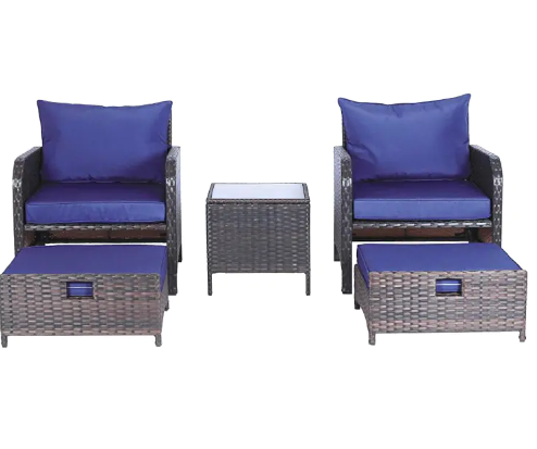 Natural Five-Piece Rattan Furniture Set