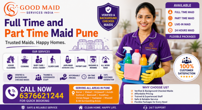 Full Time and Part Time Maid Pune – Reliable Maid Services