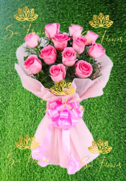 Elegant Pink Rose Bouquet in Pink Wrapping