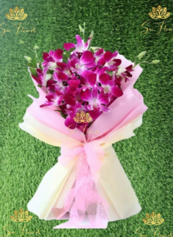 Elegant Pink Orchid Bouquet with Soft Pastel Wrapping