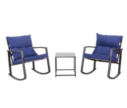 Cotton-Cushioned Rocking Chairs with Tie Straps